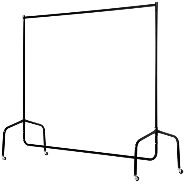 Kledingrek verrijdbaar 150x60x170 cm – garderoberek  van zwart metaal