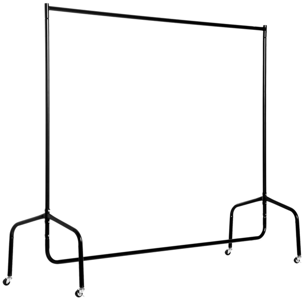 Kledingrek verrijdbaar 150x60x170 cm – garderoberek  van zwart metaal