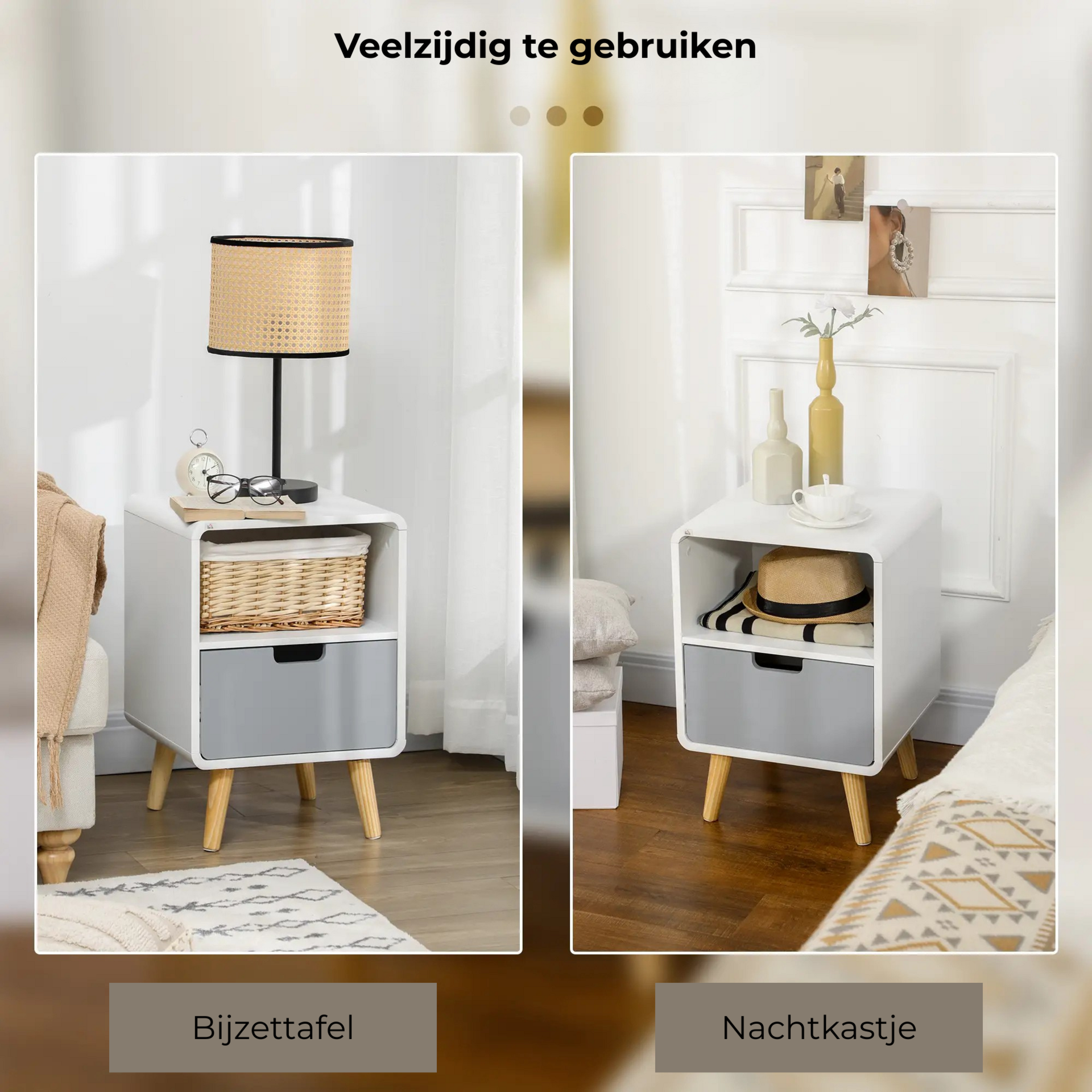 Scandinavisch wit nachtkastje 40x38x58 cm – lade met soft close