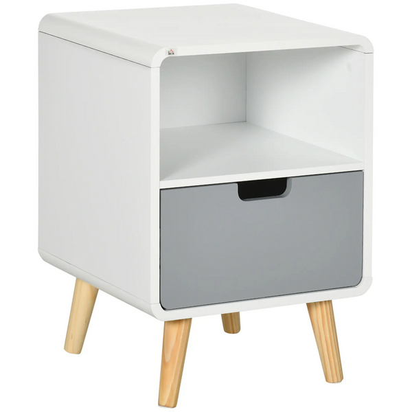 Scandinavisch wit nachtkastje 40x38x58 cm – lade met soft close