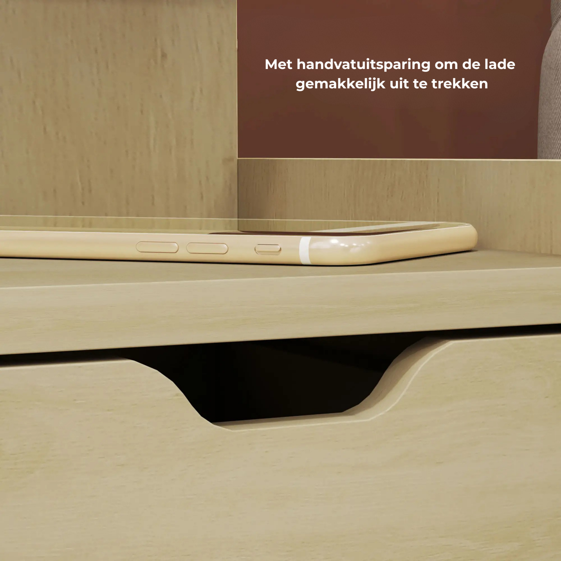 Houtlook nachtkastje 40x30x60 cm – met lades en open opbergvak