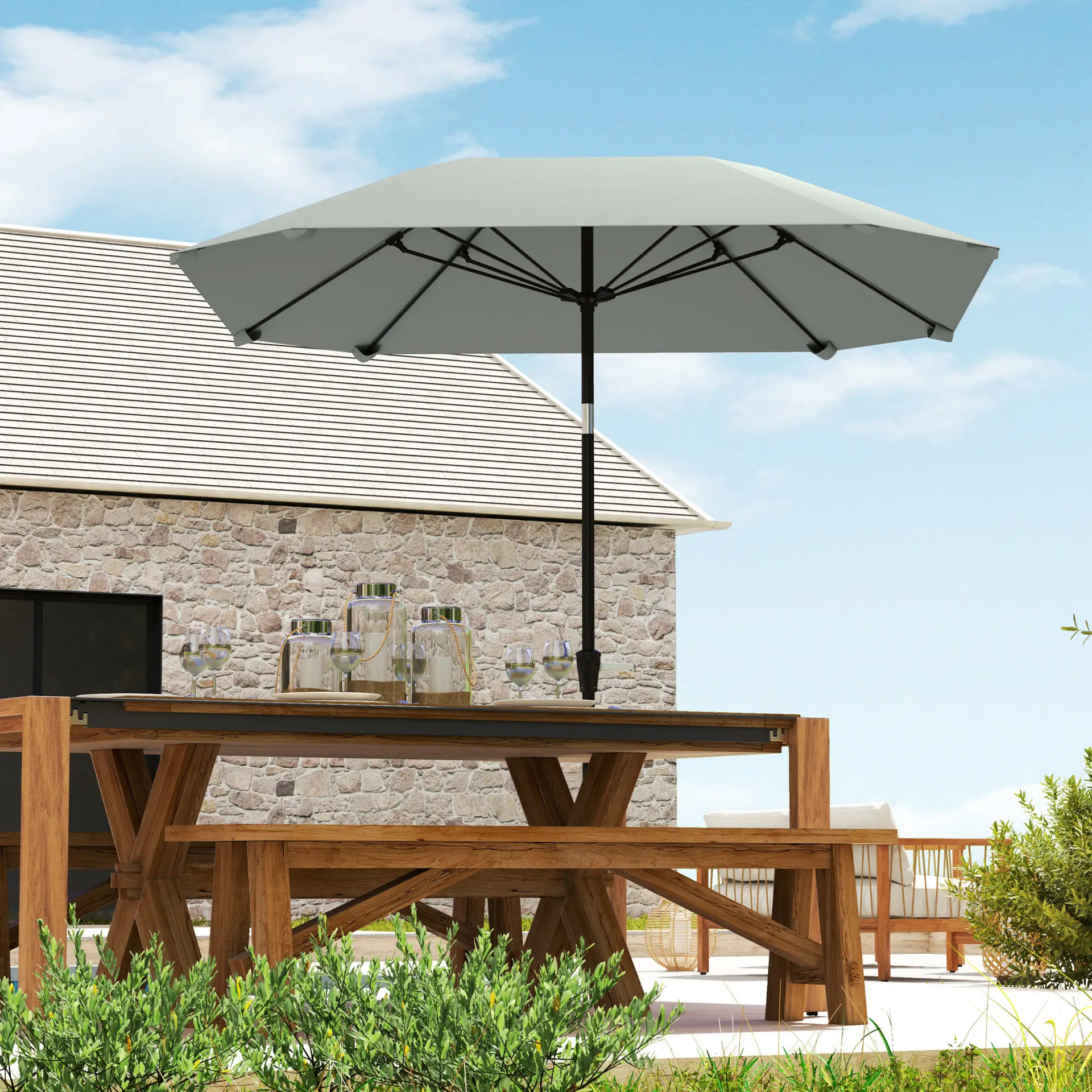 Donkergrijze tuinparasol 2,3 m – stabiele parasol voor buiten