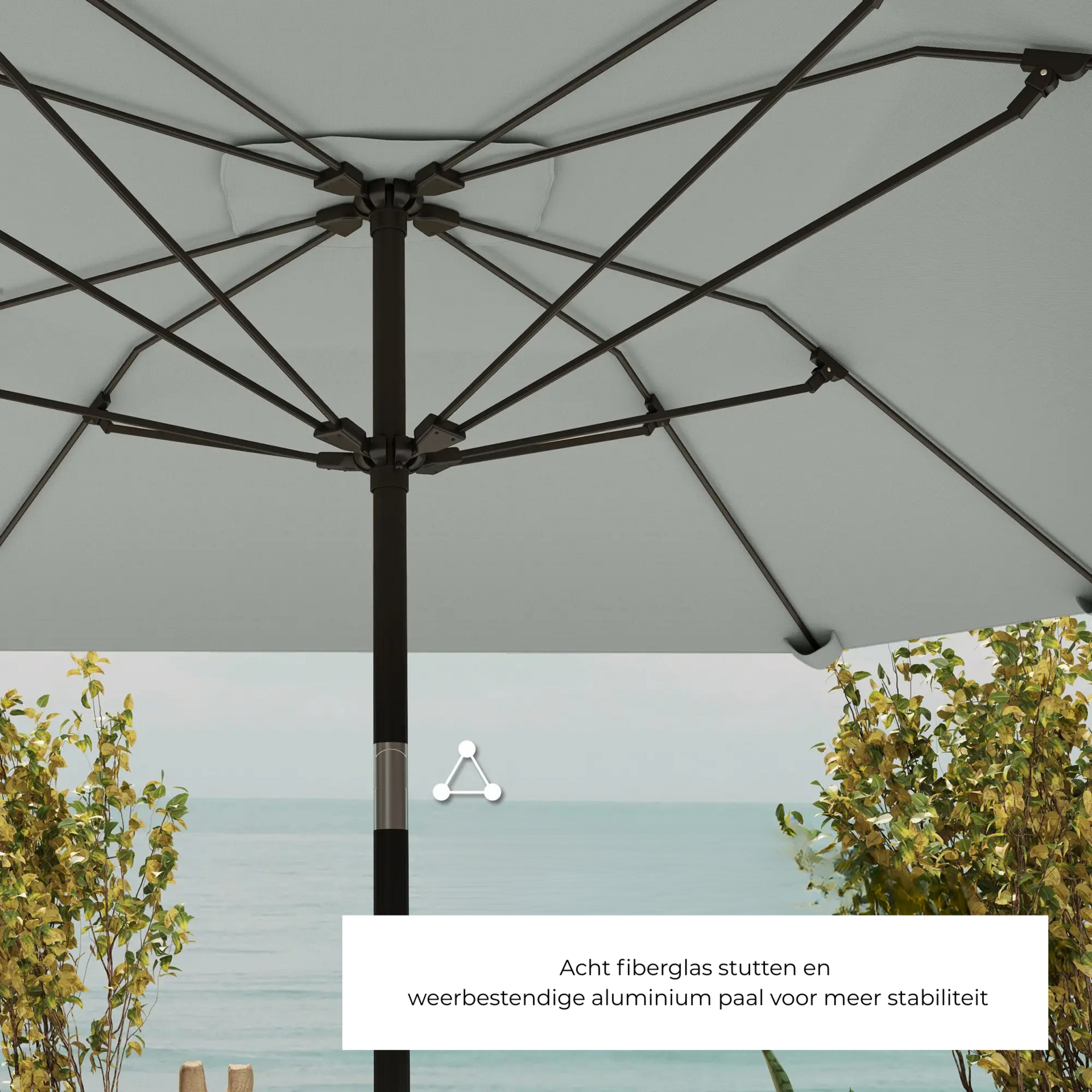 Donkergrijze tuinparasol 2,3 m – stabiele parasol voor buiten