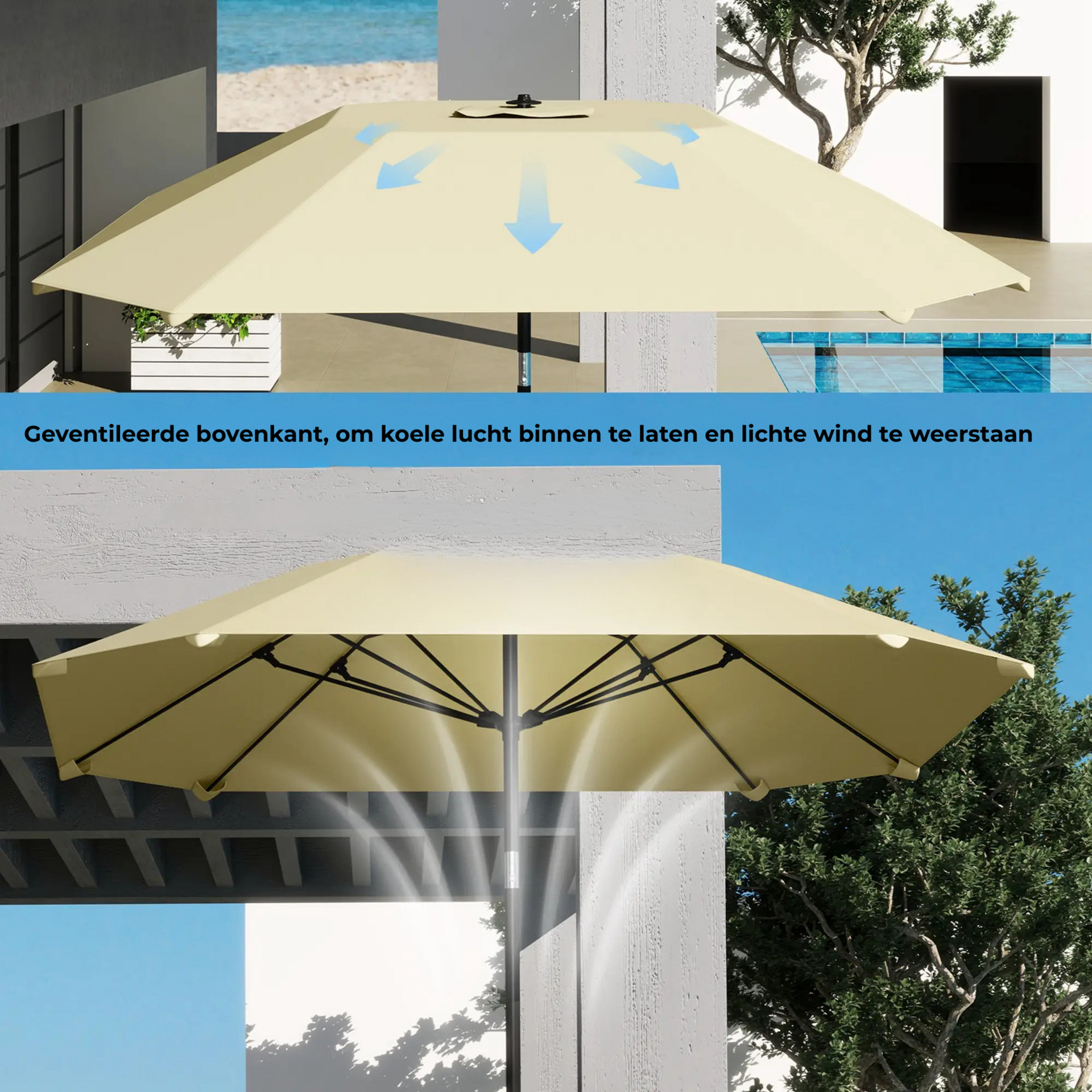 Elegante tuinparasol beige 2,3 m – UV-bescherming voor buiten