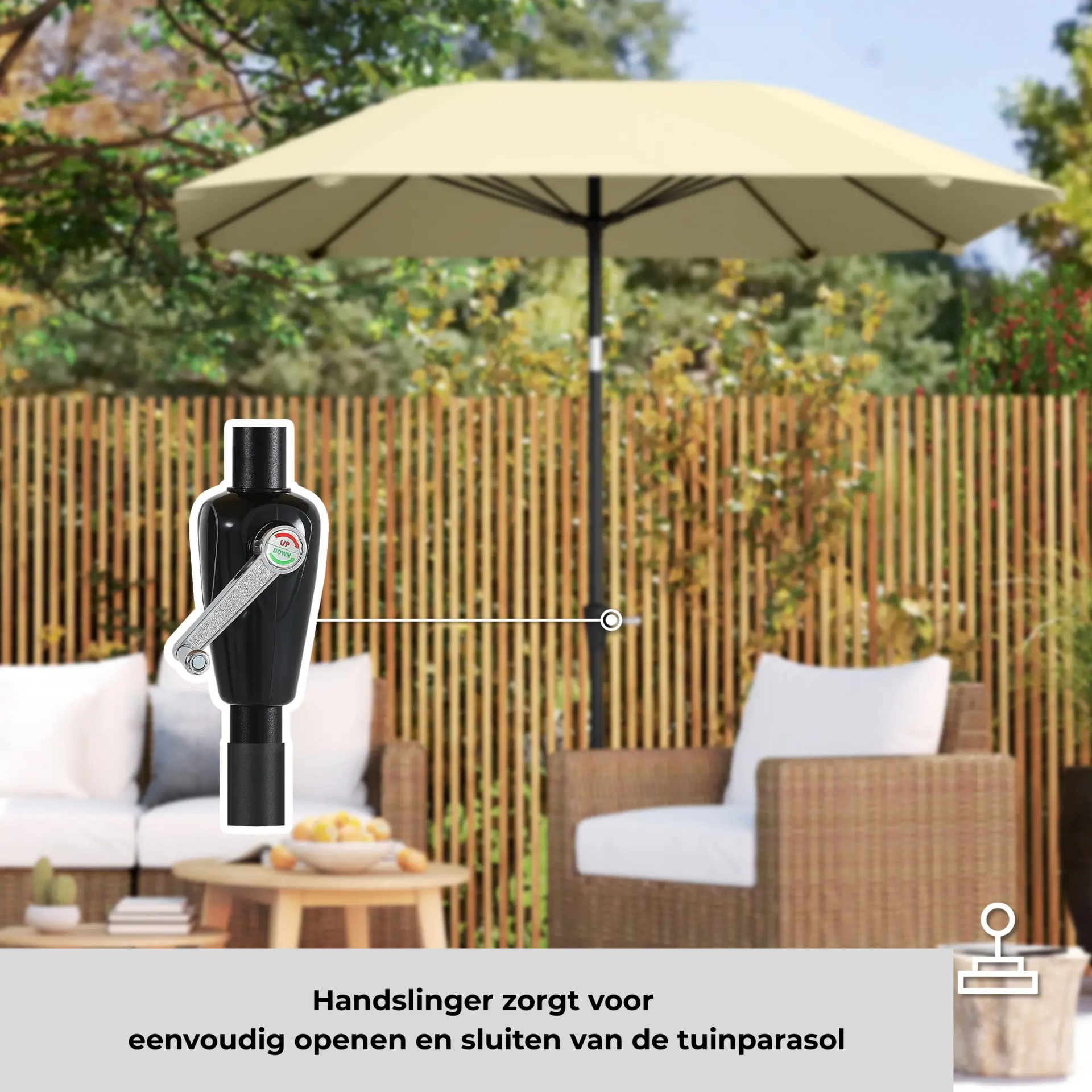 Elegante tuinparasol beige 2,3 m – UV-bescherming voor buiten