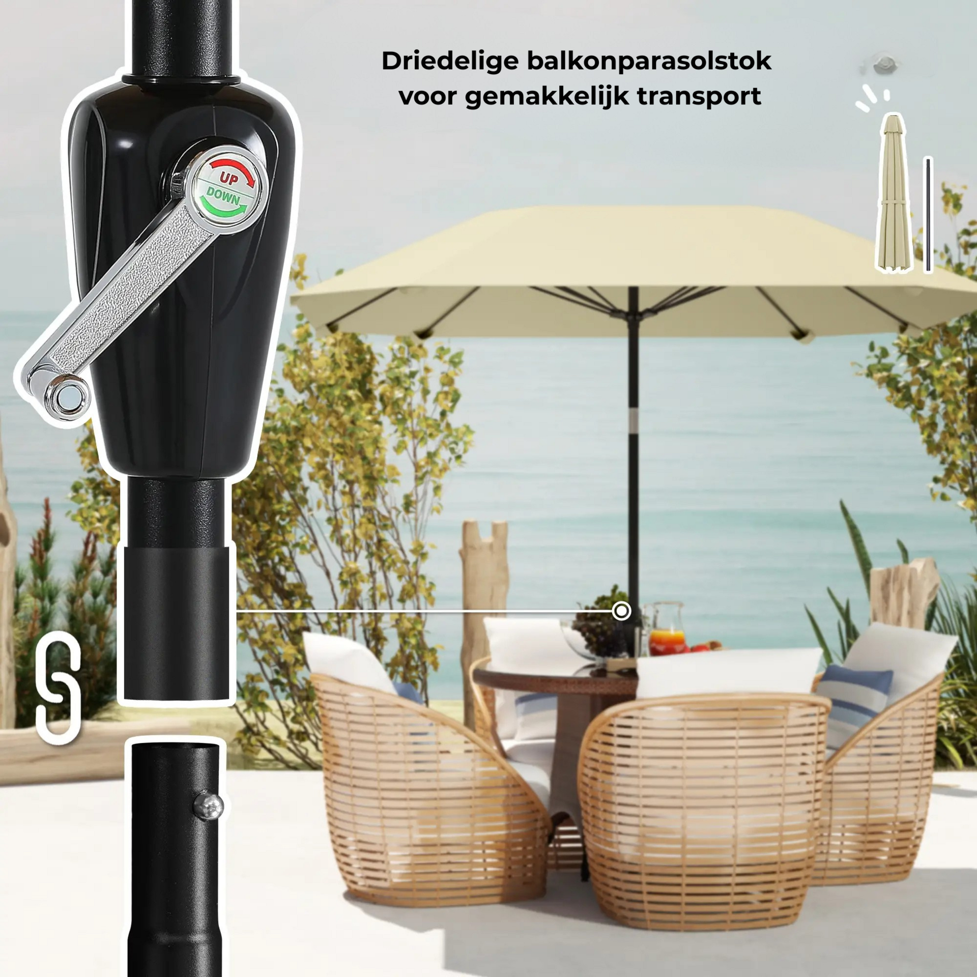 Elegante tuinparasol beige 2,3 m – UV-bescherming voor buiten