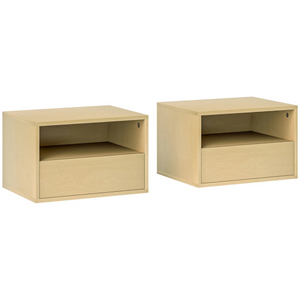 Nachtkastjes set van 2 met lade wandmontage natuur hout – compact 45x35x27,5 cm voor praktische slaapkamerinrichting