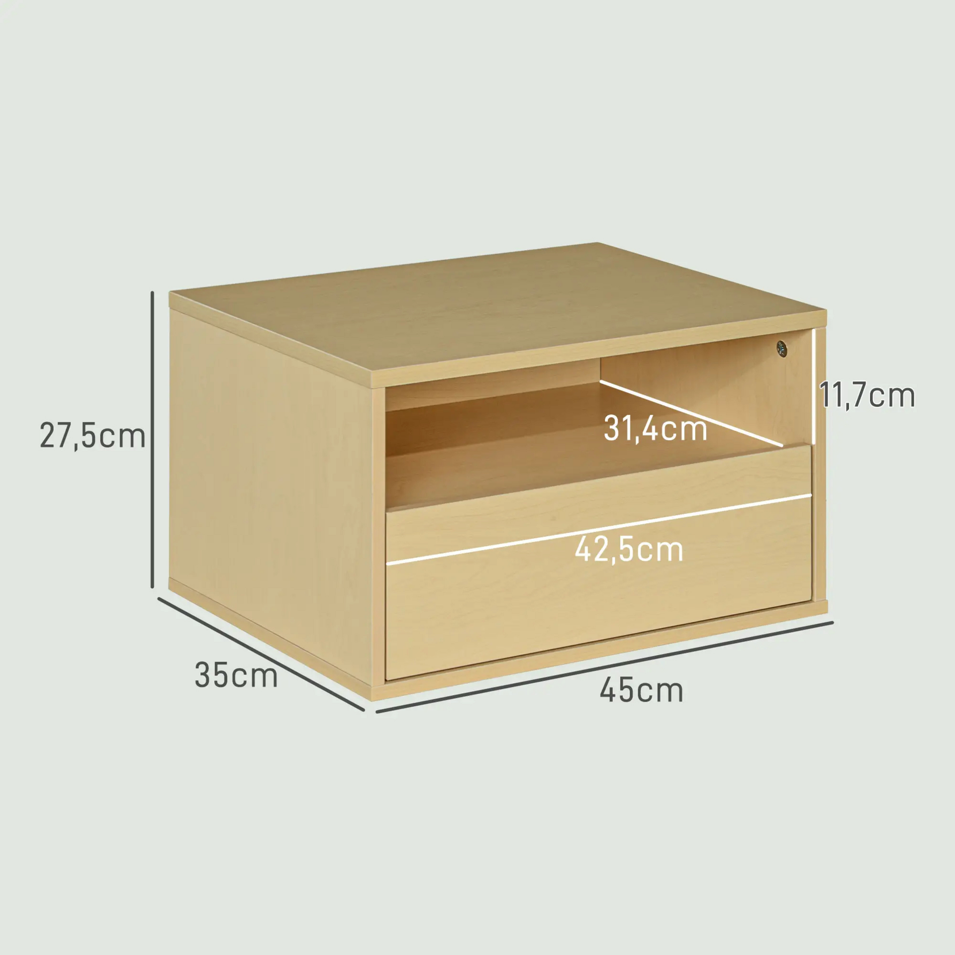 Nachtkastjes set van 2 met lade wandmontage natuur hout