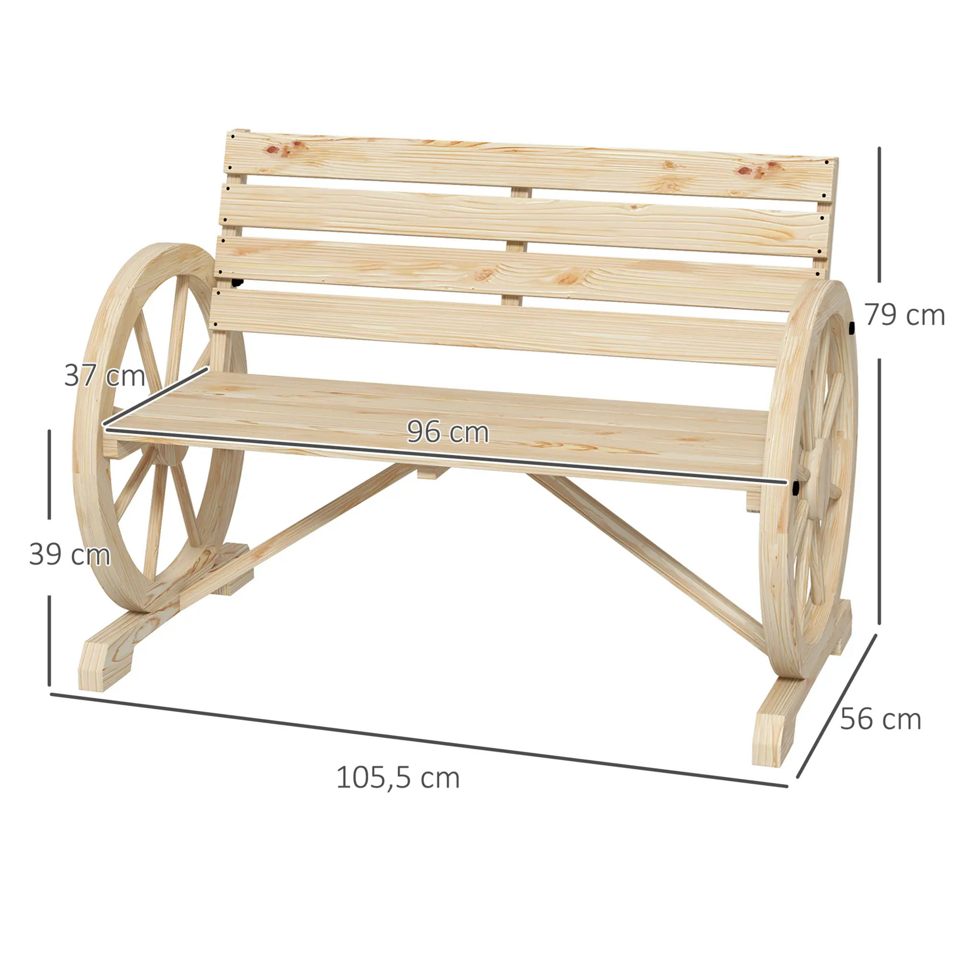 Tuinbank natuur 105x56x79 cm – stijlvol zitje voor balkon of tuin
