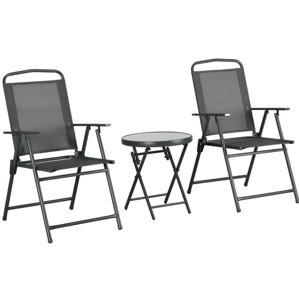 3-Delige Bistroset Met Tafel En Stoelen In Donkergrijs Voor Tuin En Balkon