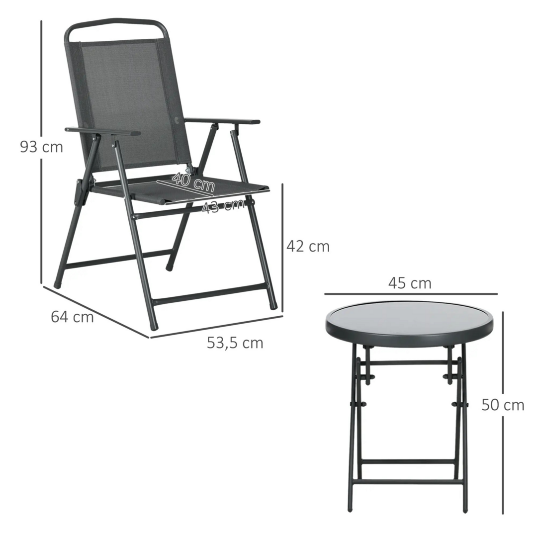 3-Delige Bistroset Met Tafel En Stoelen In Donkergrijs Voor Tuin En Balkon