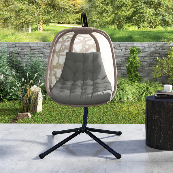 Comfortabel grijs tuinkussen voor hangstoel geschikt voor binnen en buiten