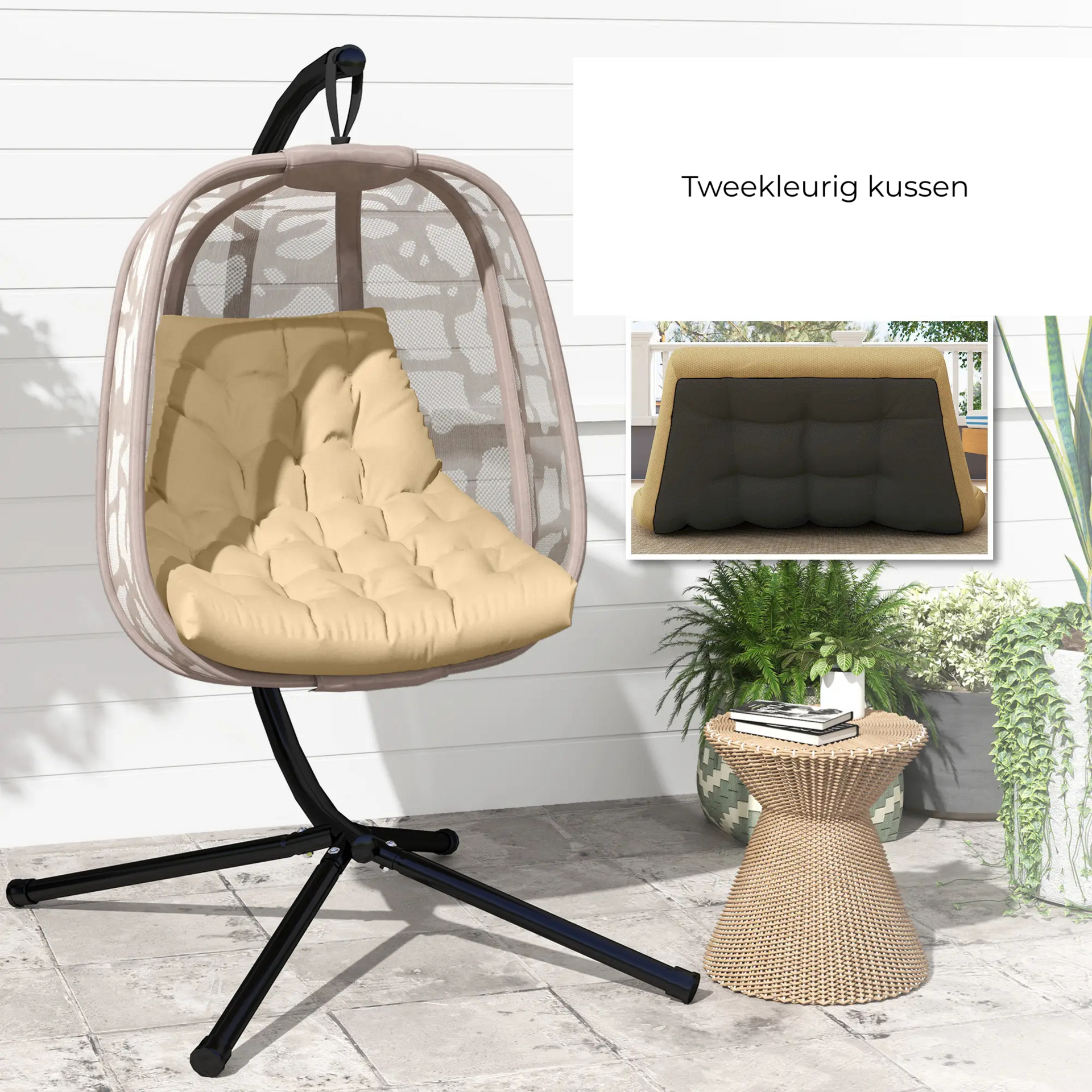 Beige zitkussen voor hangstoel met zacht comfort en stijlvol design