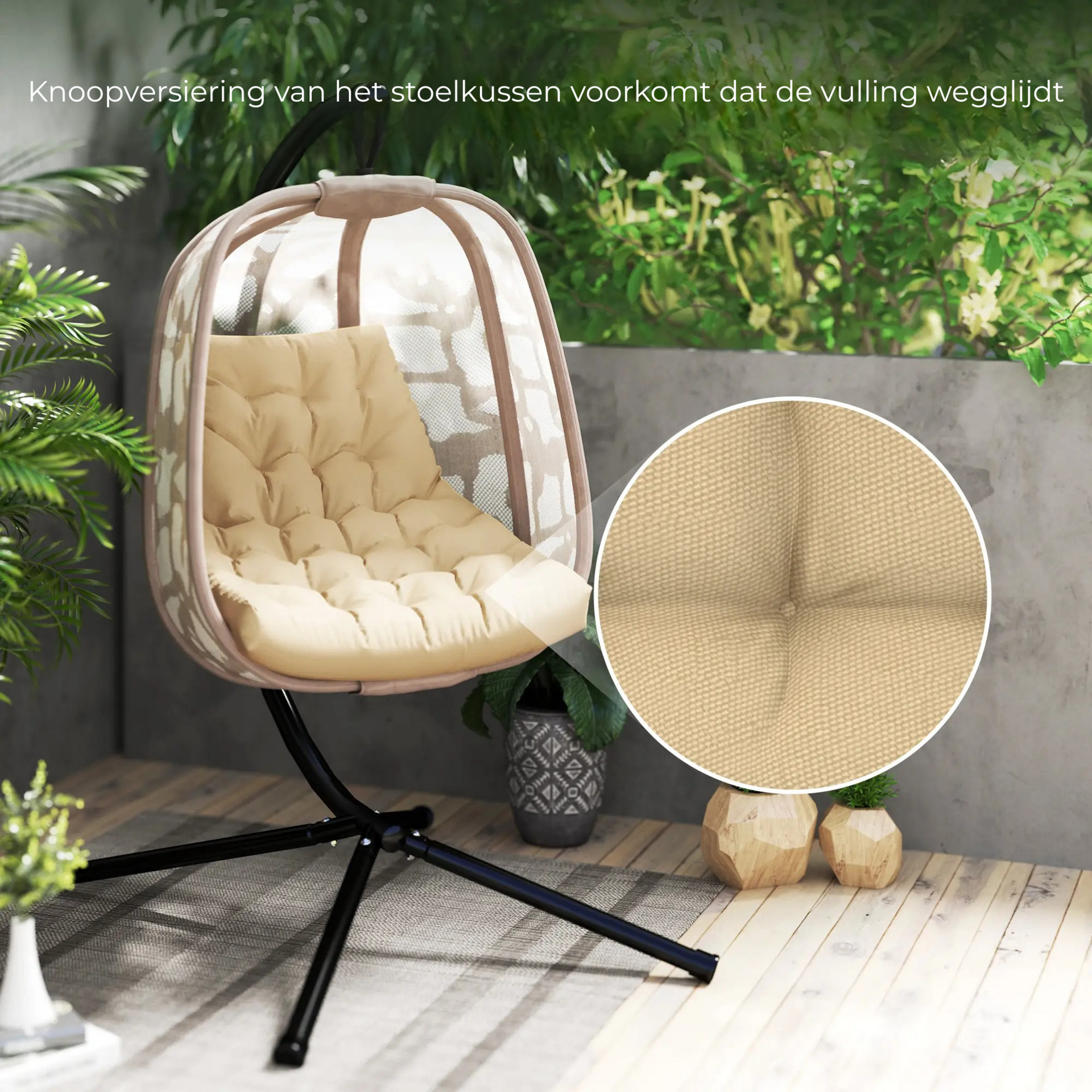 Beige zitkussen voor hangstoel met zacht comfort en stijlvol design