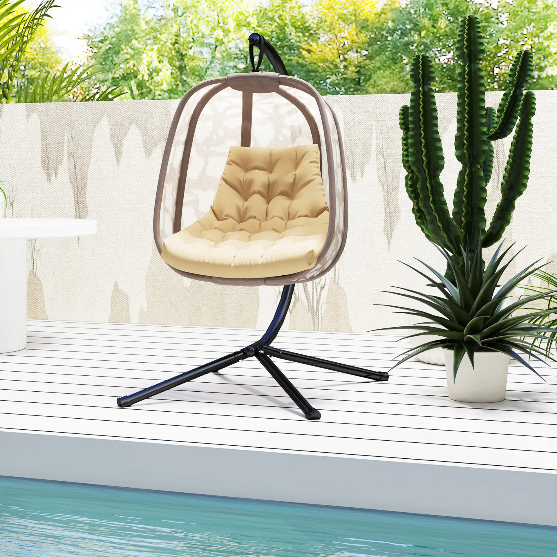 Beige zitkussen voor hangstoel met zacht comfort en stijlvol design