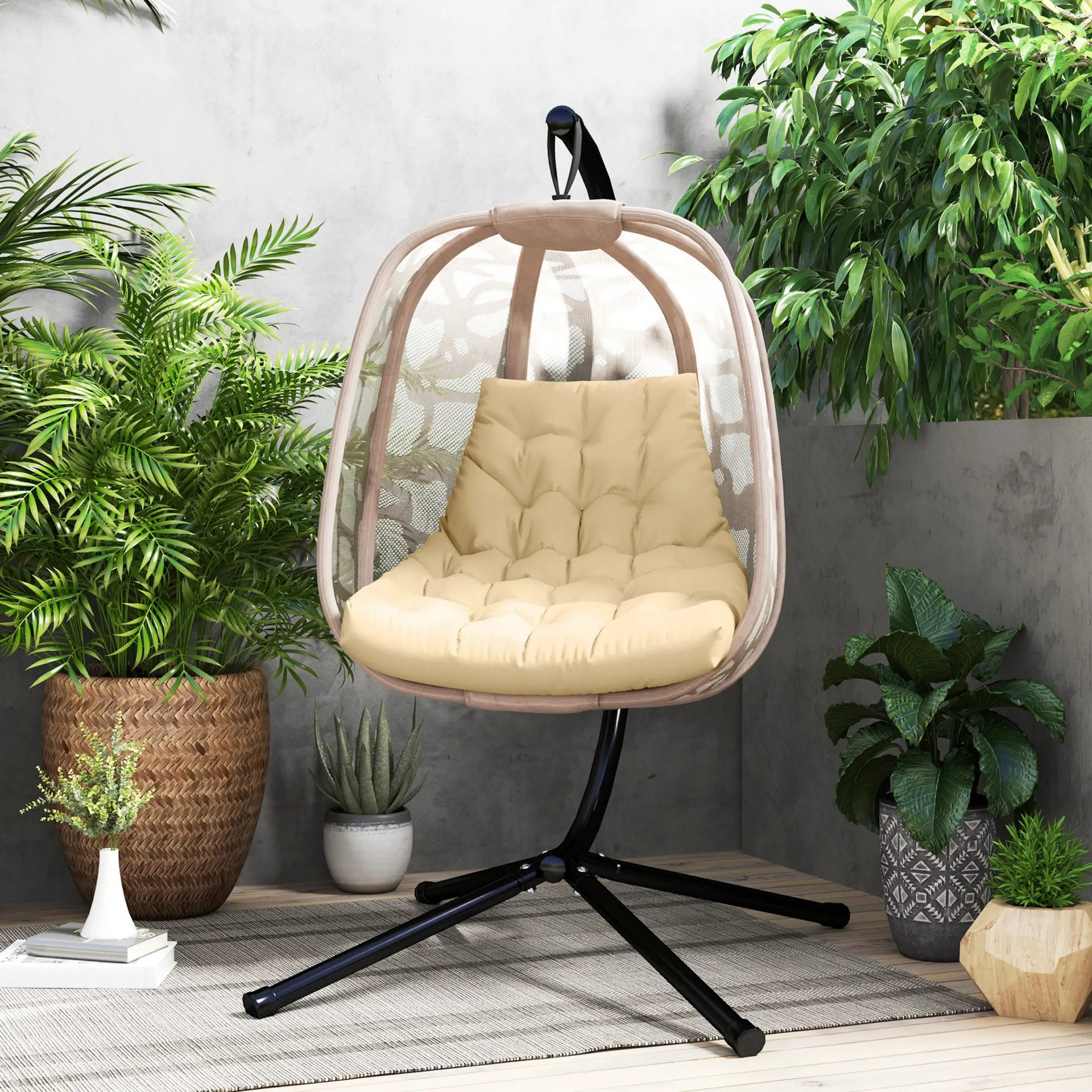 Beige zitkussen voor hangstoel met zacht comfort en stijlvol design