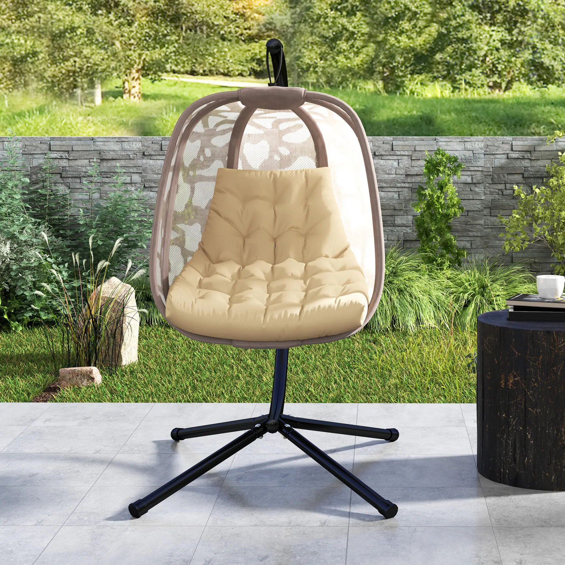 Beige zitkussen voor hangstoel met zacht comfort en stijlvol design