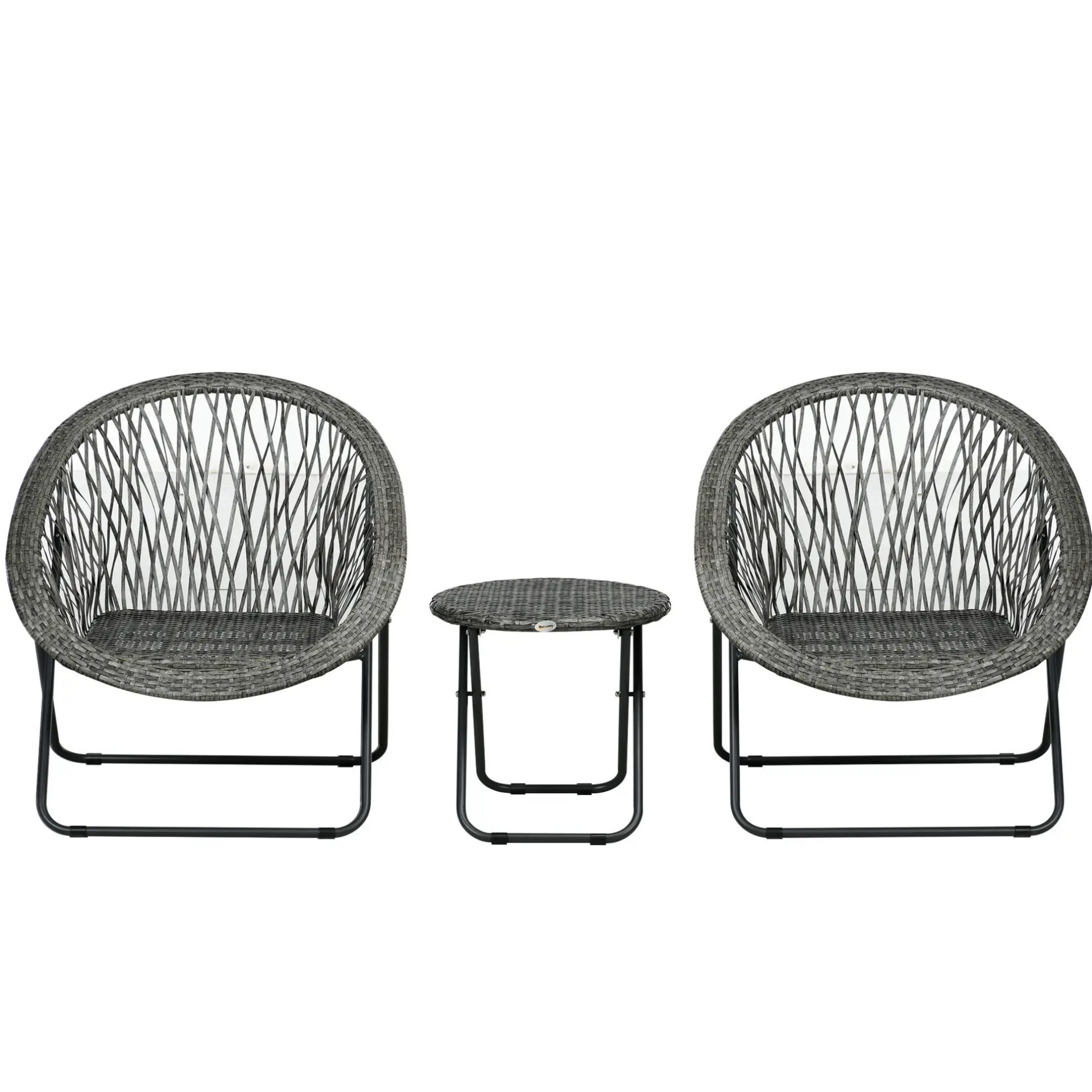 Opvouwbare tuinset 3 delig grijs met tafel en stoelen voor balkon