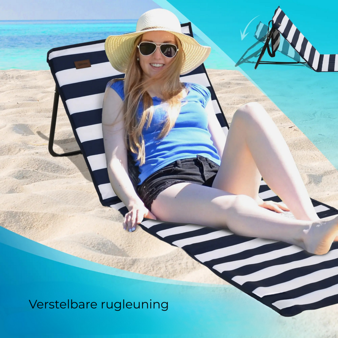 Set van 2 strandstoelen met verstelbare rugleuning als lig- en zonnebed