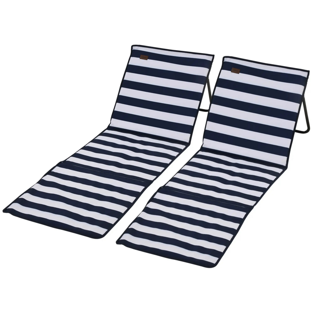 Set van 2 strandstoelen met verstelbare rugleuning als lig- en zonnebed