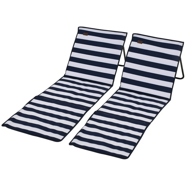 Set van 2 strandstoelen met verstelbare rugleuning als lig- en zonnebed