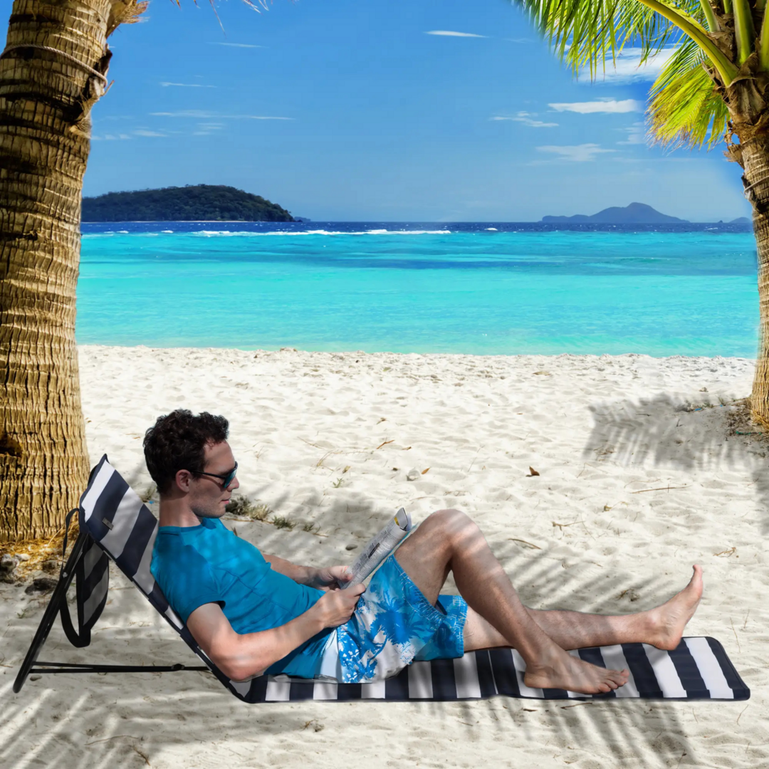 Set van 2 strandstoelen met verstelbare rugleuning als lig- en zonnebed
