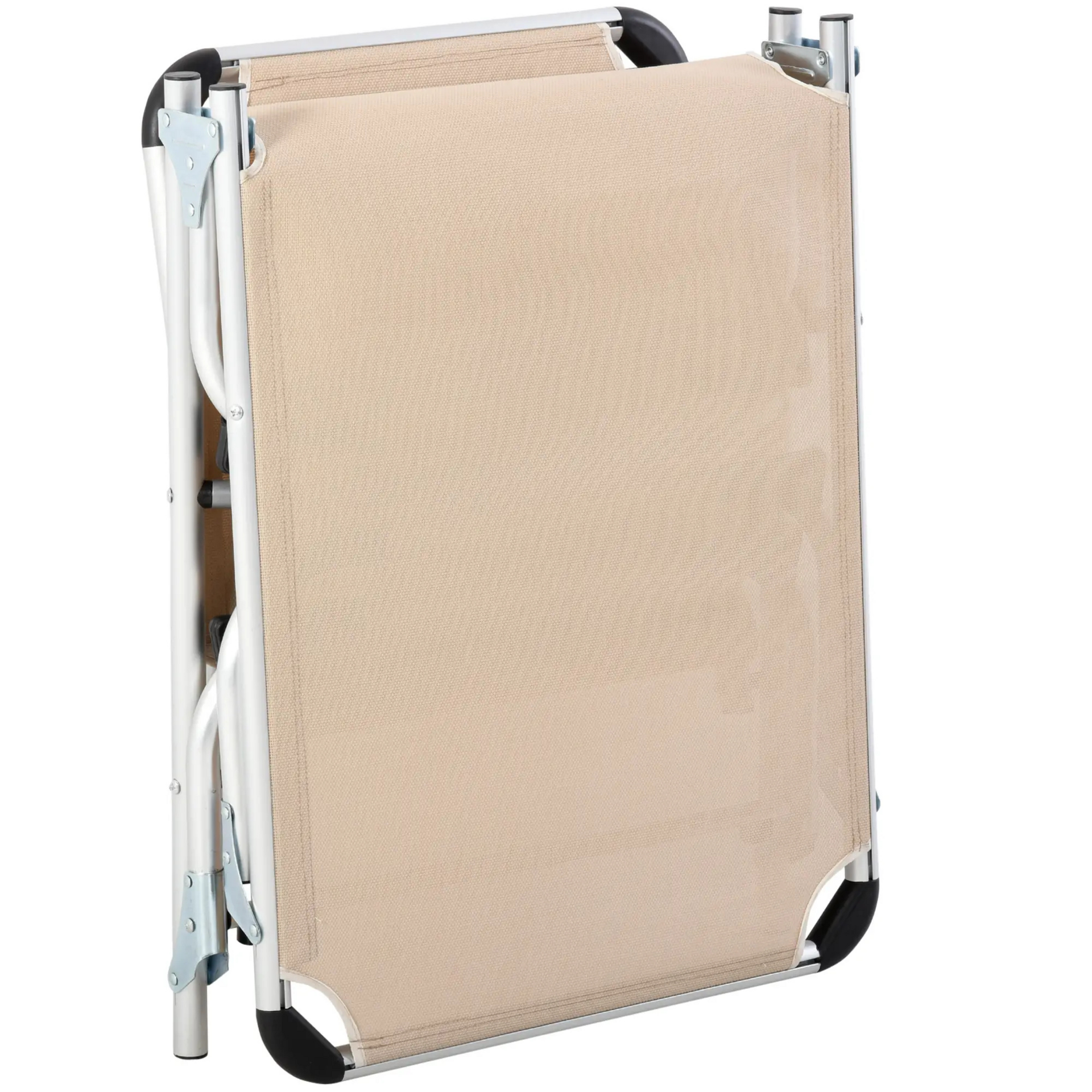 Opvouwbaar ligbed beige zonnebed en relaxstoel voor tuin en strand
