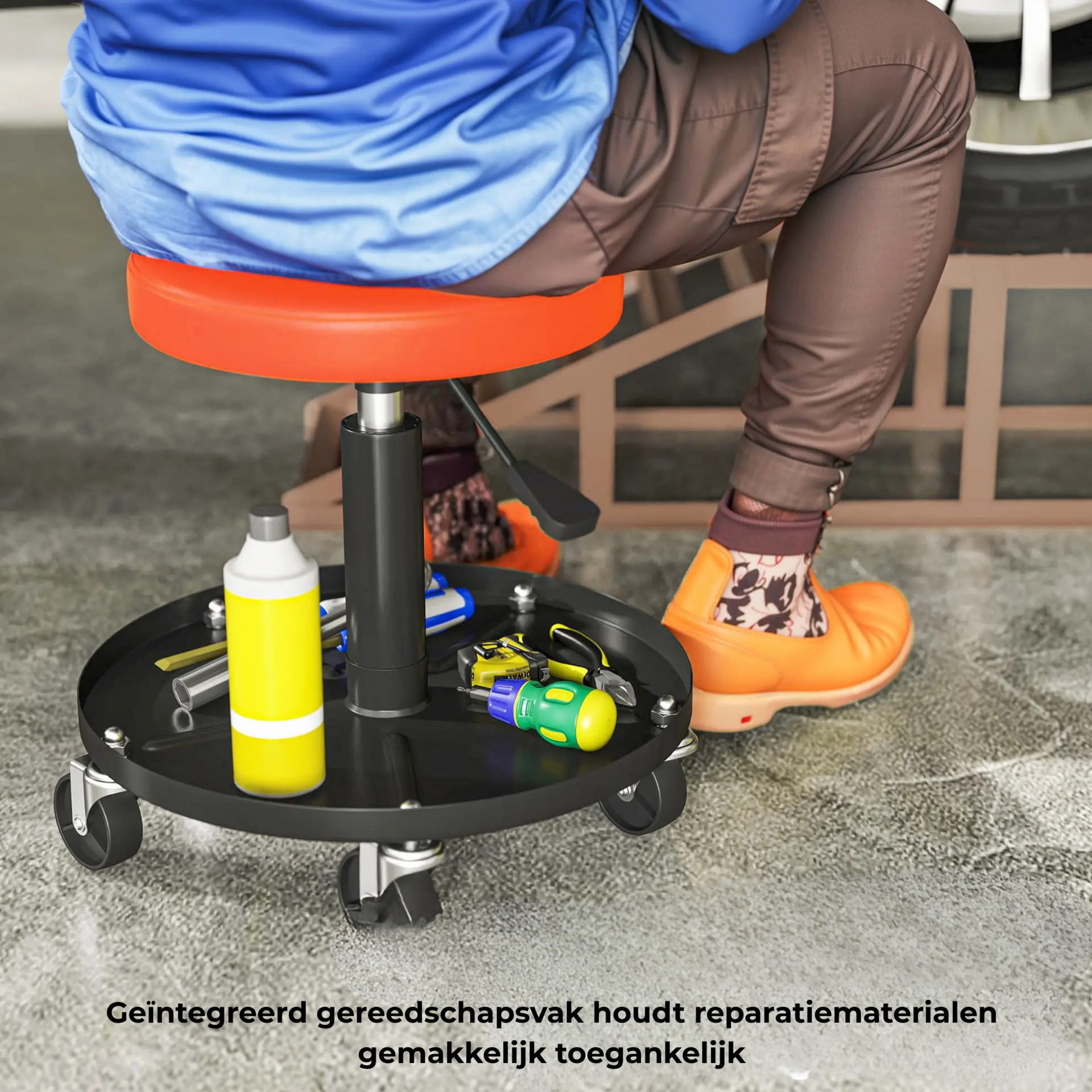 Zadelkruk met wielen ergonomisch verstelbaar werkplaatskruk 135kg