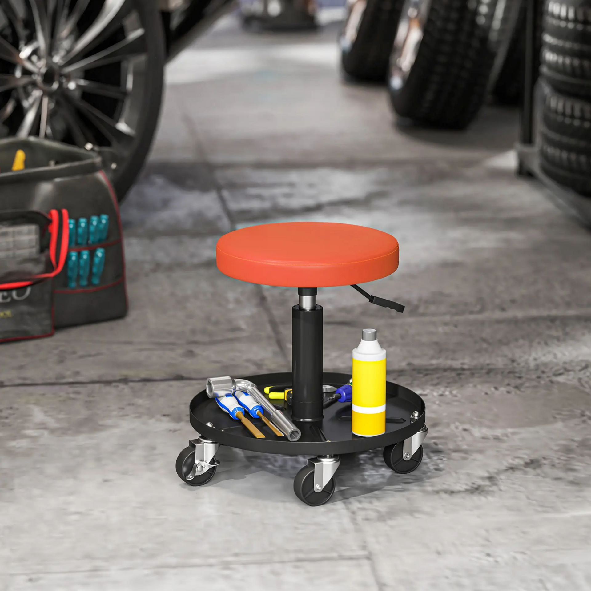 Zadelkruk met wielen ergonomisch verstelbaar werkplaatskruk 135kg