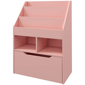 Roze boekenkast met opbergkist 60x30x90 cm voor kinderkamer met veelzijdige opbergruimte en compact ontwerp