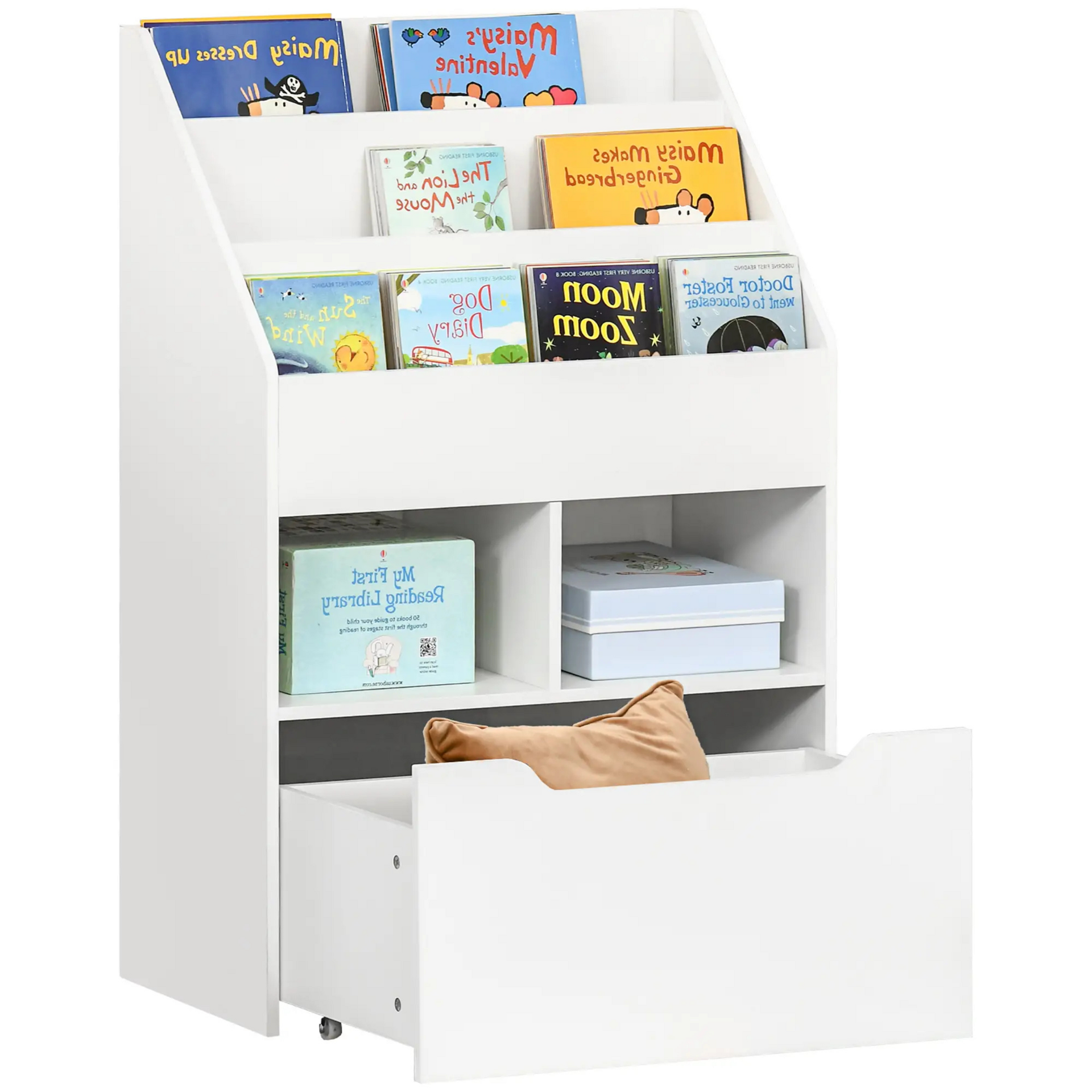 Boekenkast kinderkamer wit met opbergkist 60x30x90 cm praktisch en stijlvol