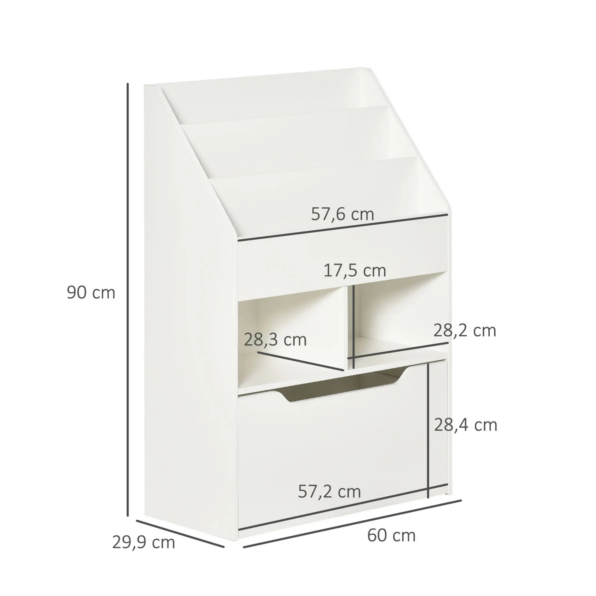 Boekenkast kinderkamer wit met opbergkist 60x30x90 cm praktisch en stijlvol