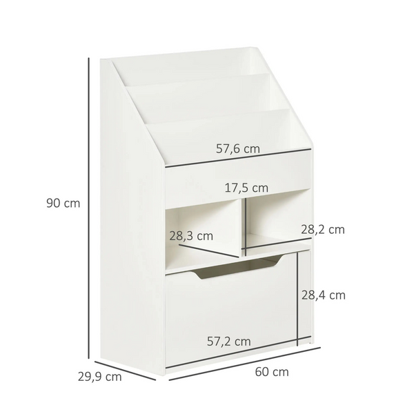 Boekenkast kinderkamer wit met opbergkist 60x30x90 cm praktisch en stijlvol