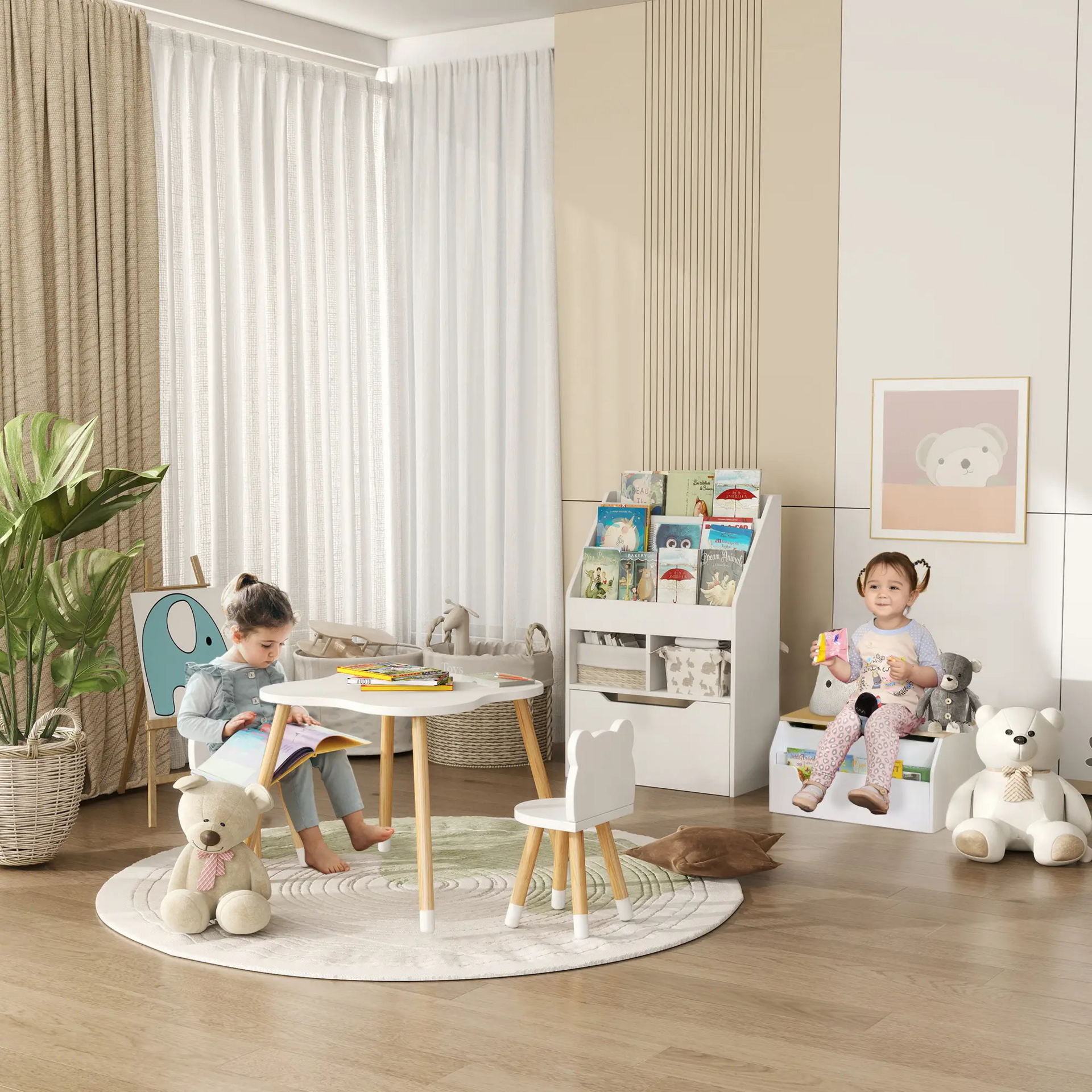 Boekenkast kinderkamer wit met opbergkist 60x30x90 cm praktisch en stijlvol