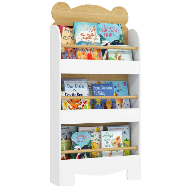 Witte boekenkast kinderkamer met opbergvakken 55x15x110cm