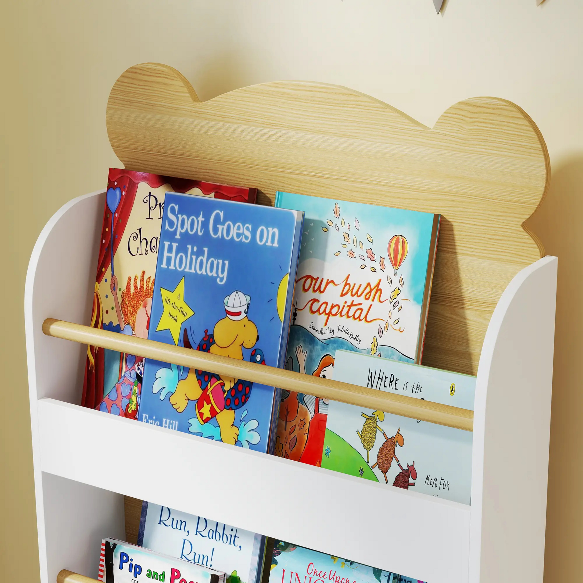 Witte boekenkast kinderkamer met opbergvakken 55x15x110cm