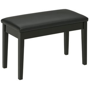 Zwarte pianokruk met opbergruimte en modern stijlvol design, geschikt voor comfort en organisatie bij het spelen.