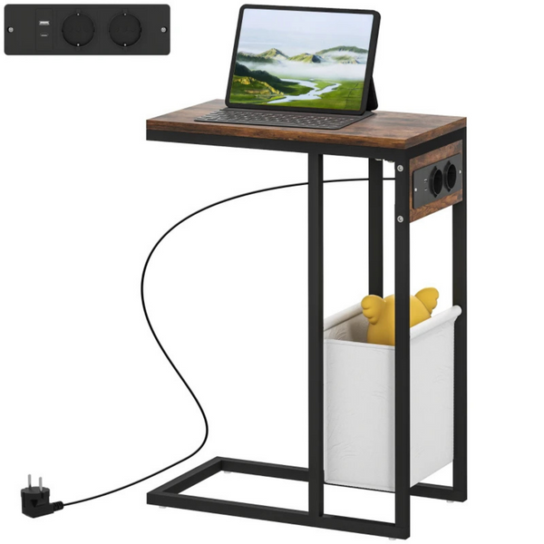 Bijzettafel met stopcontact en USB aansluiting voor laptop en opladen