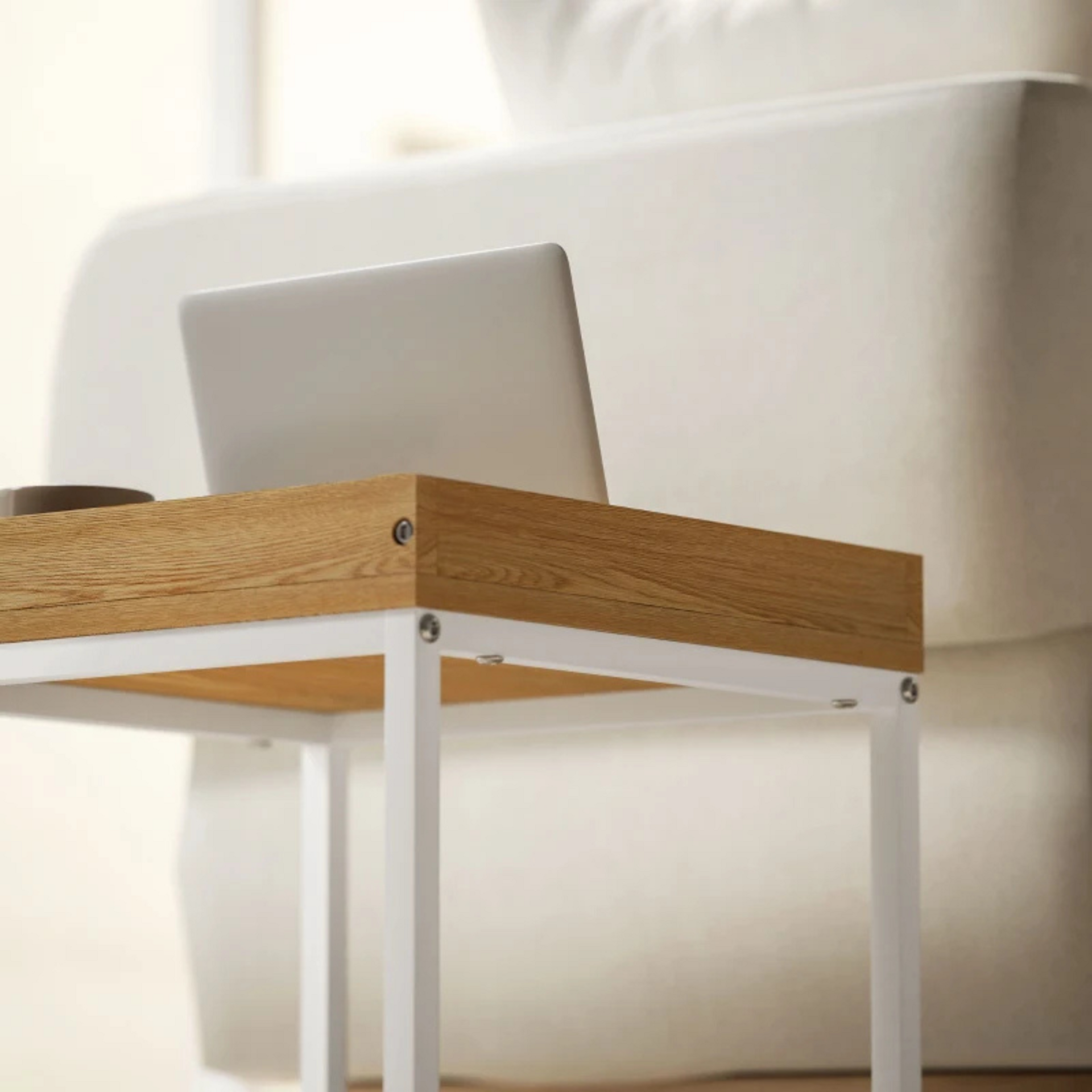 Witte salontafel set van 2 vierkante bijzettafels in modern metaal