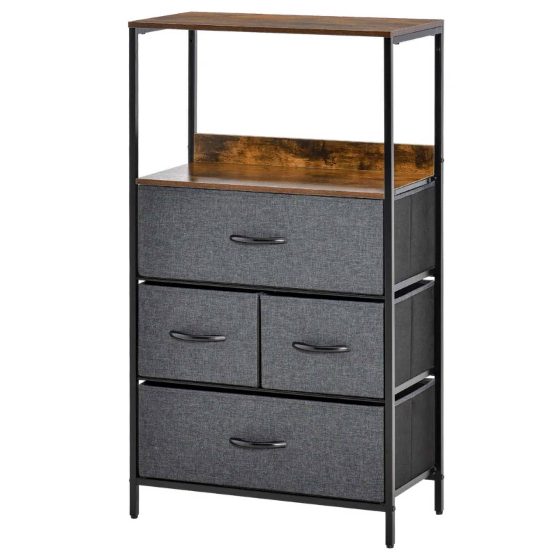 Industriële opbergkast met stoffen lades 58x29x103 cm als dressoir