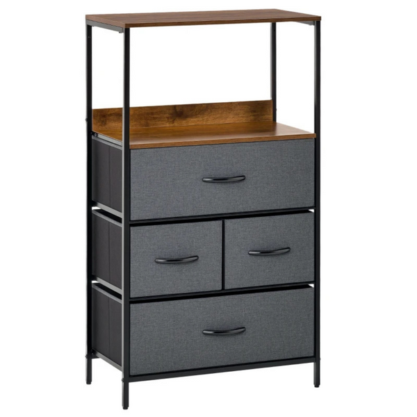 Industriële opbergkast met stoffen lades 58x29x103 cm als dressoir