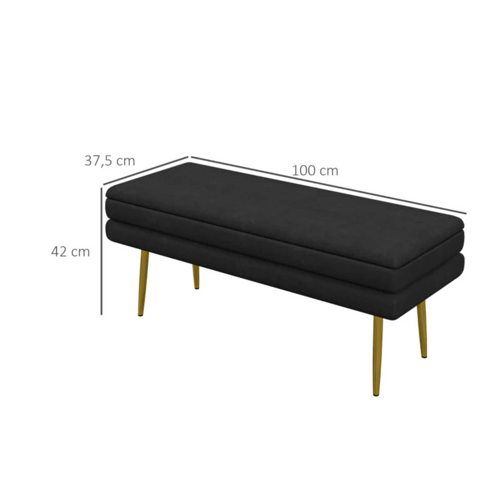 Zwarte bedbank met opbergruimte 100x37.5x42 cm als zitbank of hocker