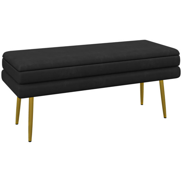 Zwarte bedbank met opbergruimte 100x37.5x42 cm als zitbank of hocker