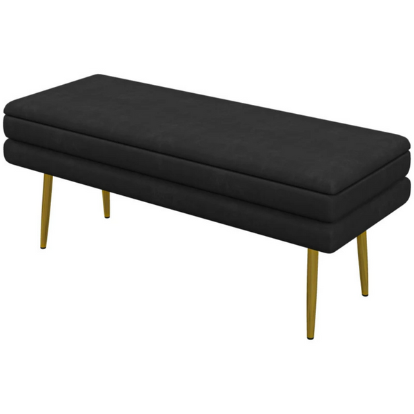 Zwarte bedbank met opbergruimte 100x37.5x42 cm als zitbank of hocker
