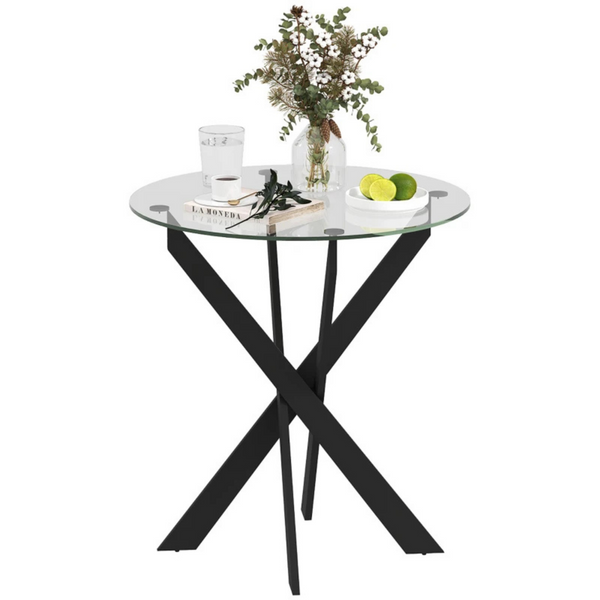 Glazen eetkamertafel zwart voor 4 personen als moderne eettafel