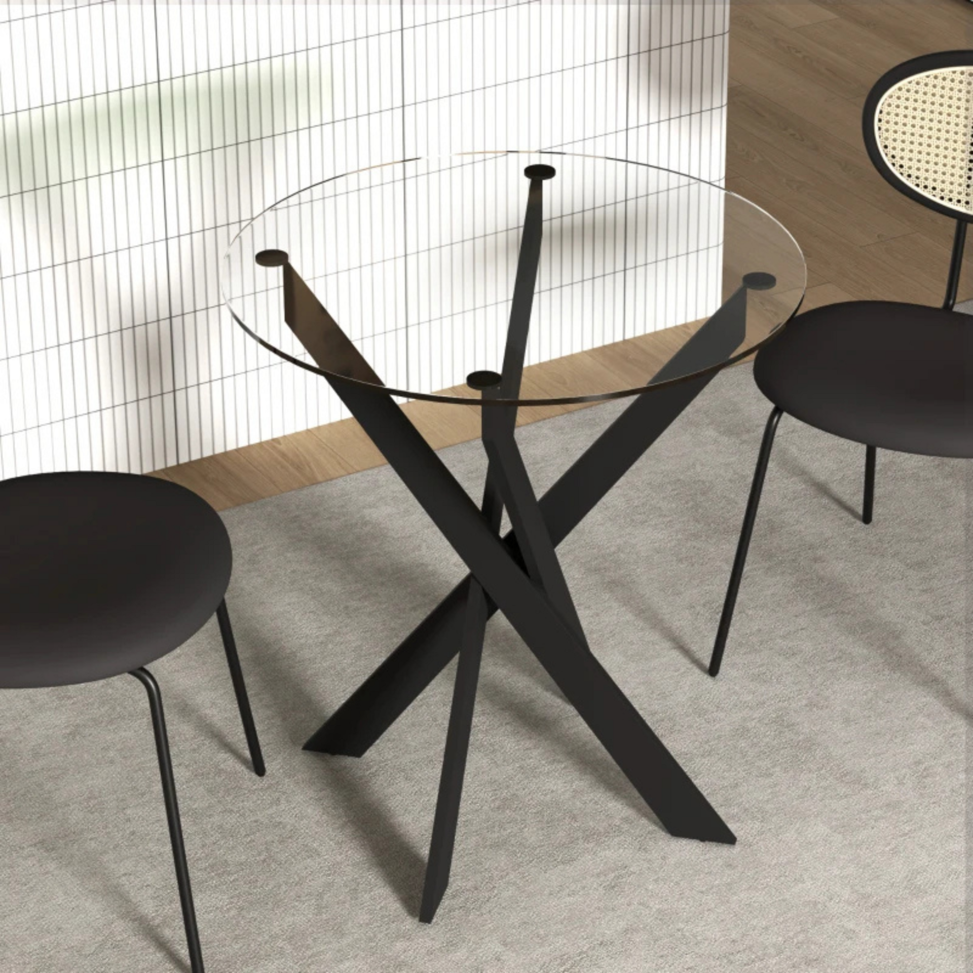Glazen eetkamertafel zwart voor 4 personen als moderne eettafel