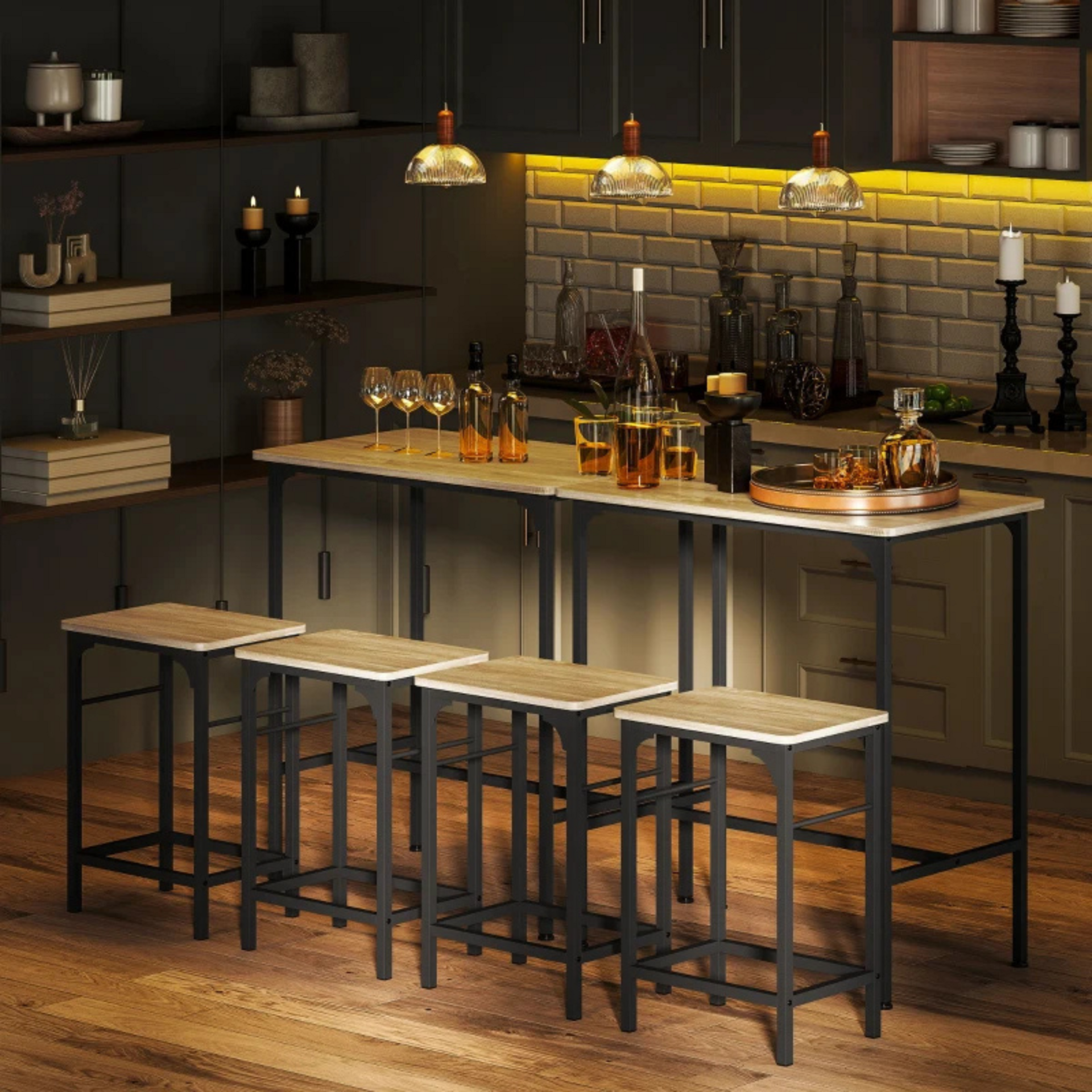 Industriële bartafel met barstoelen complete eettafel set met krukken