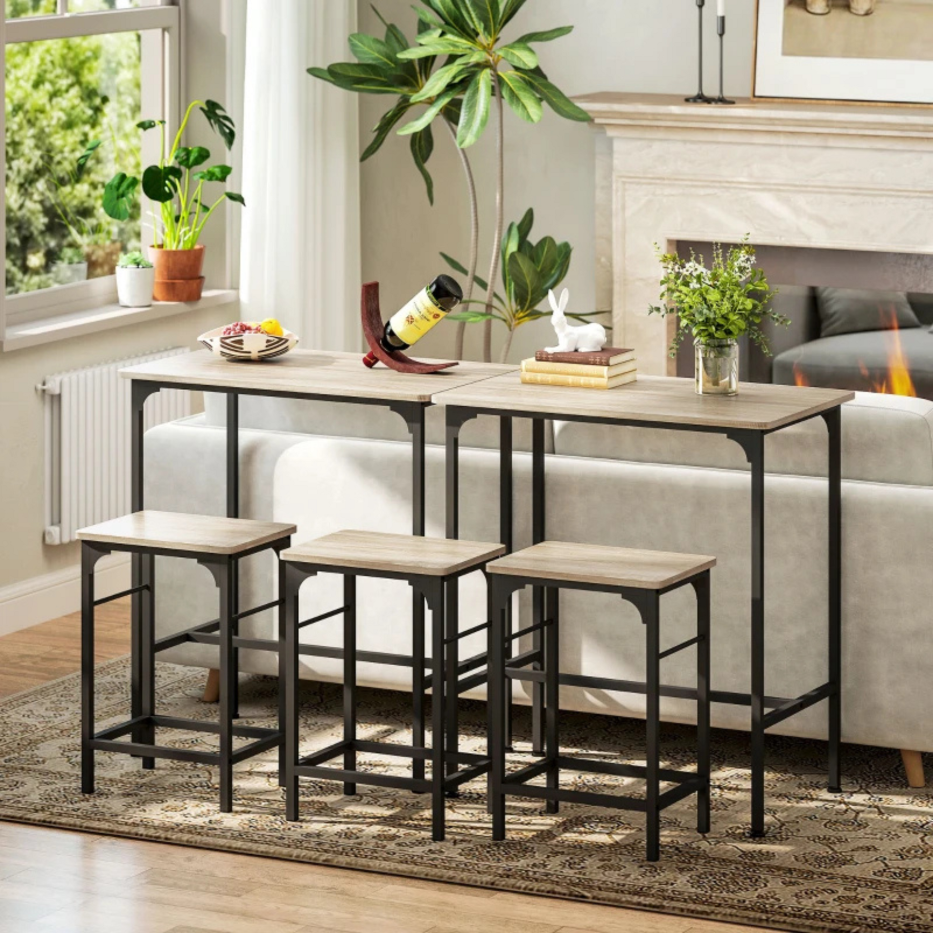 Industriële bartafel met barstoelen complete eettafel set met krukken