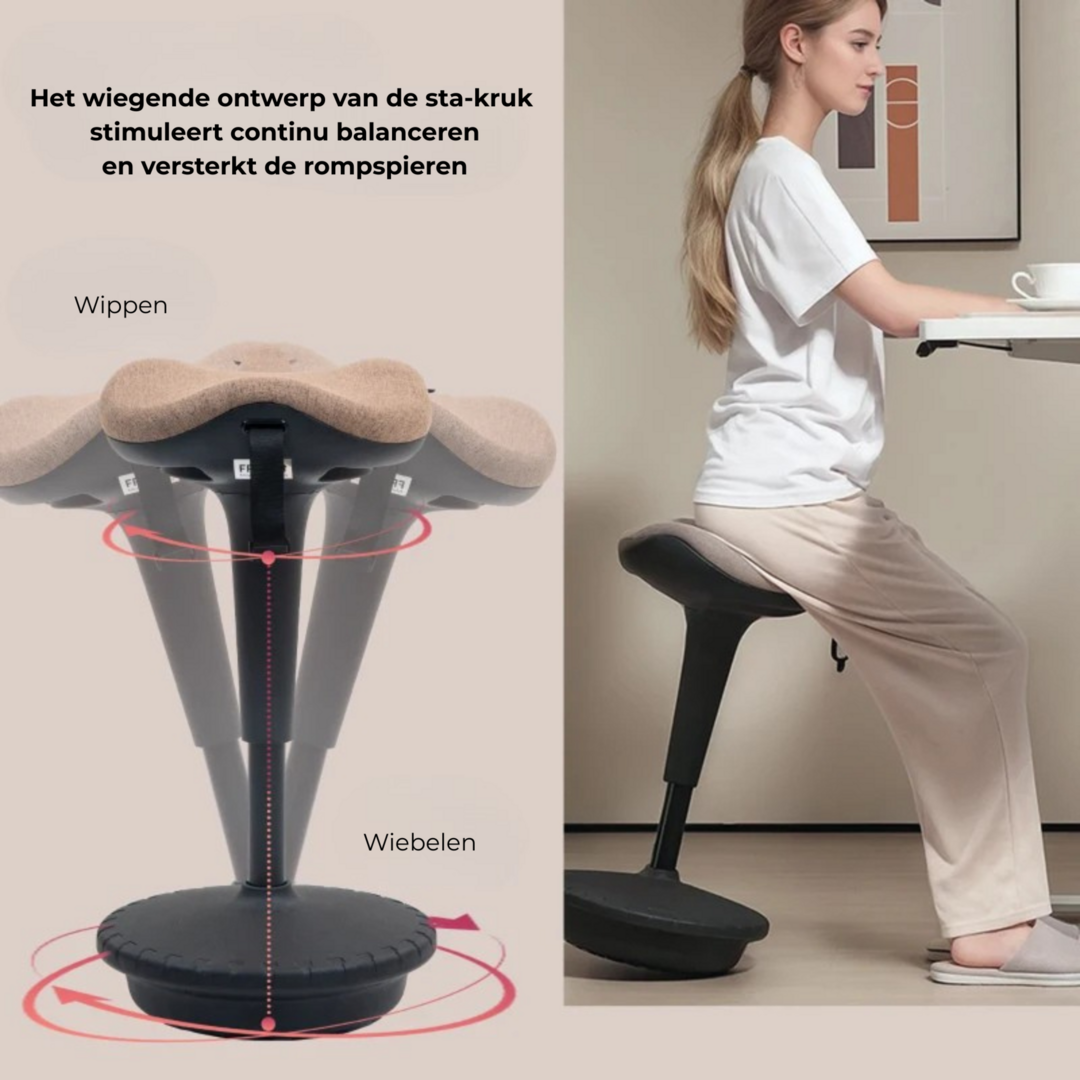 Ergonomische balanskruk verstelbare zadelkruk 34x34 cm bureaukruk
