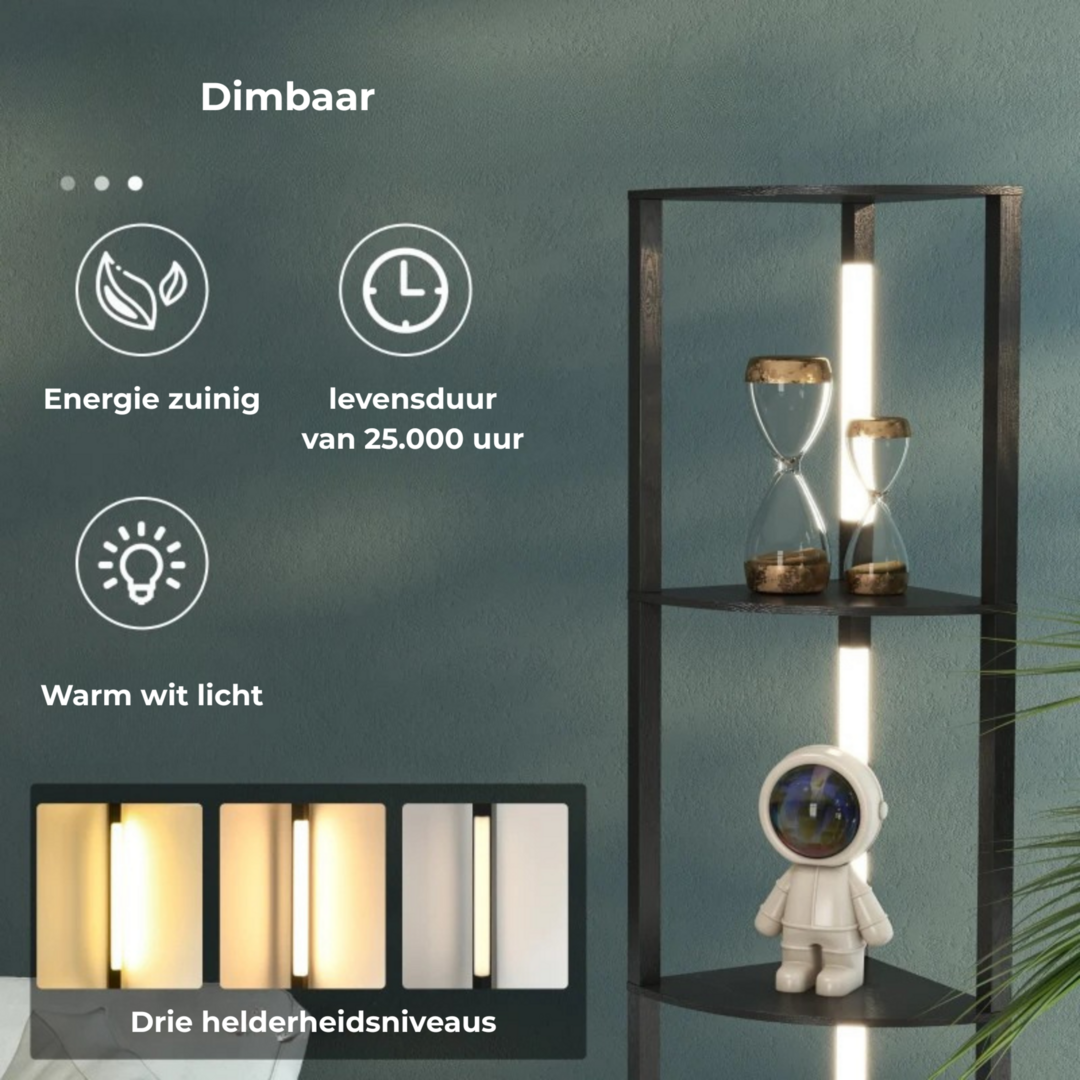vloerlamp dimbaar 41x30x164 cm zwarte LED vloerlamp dimbaar 41x30x164 cm stalamp met opbergruimte